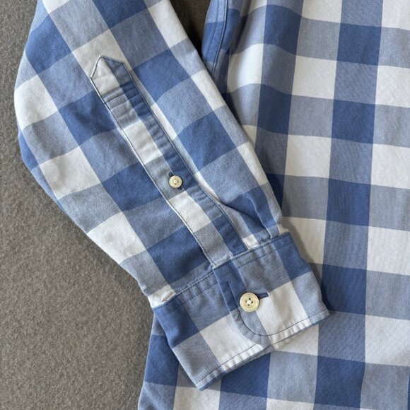 Abercrombie & Fitch Mens M Blue White Plaid Check Button Down Long Sleeve Shirt - Picture 3 of 16